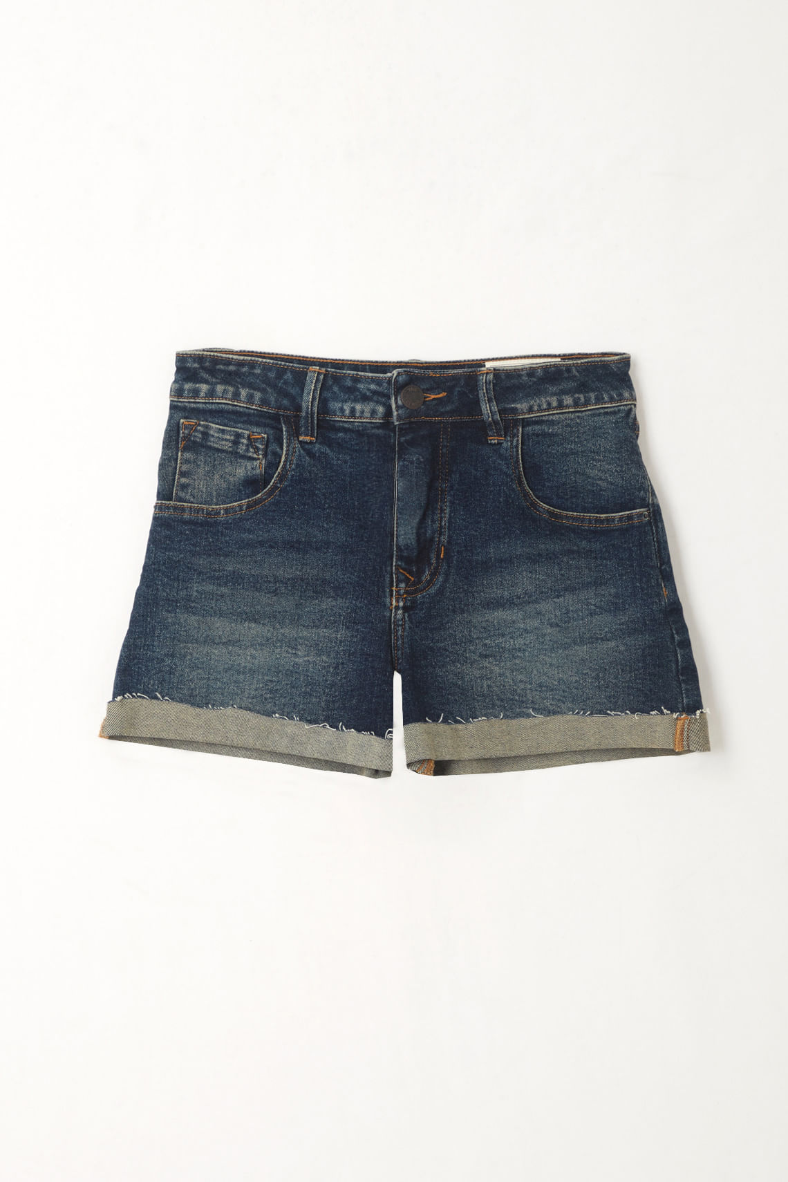 Bermuda azul con arrugas 3D para mujer