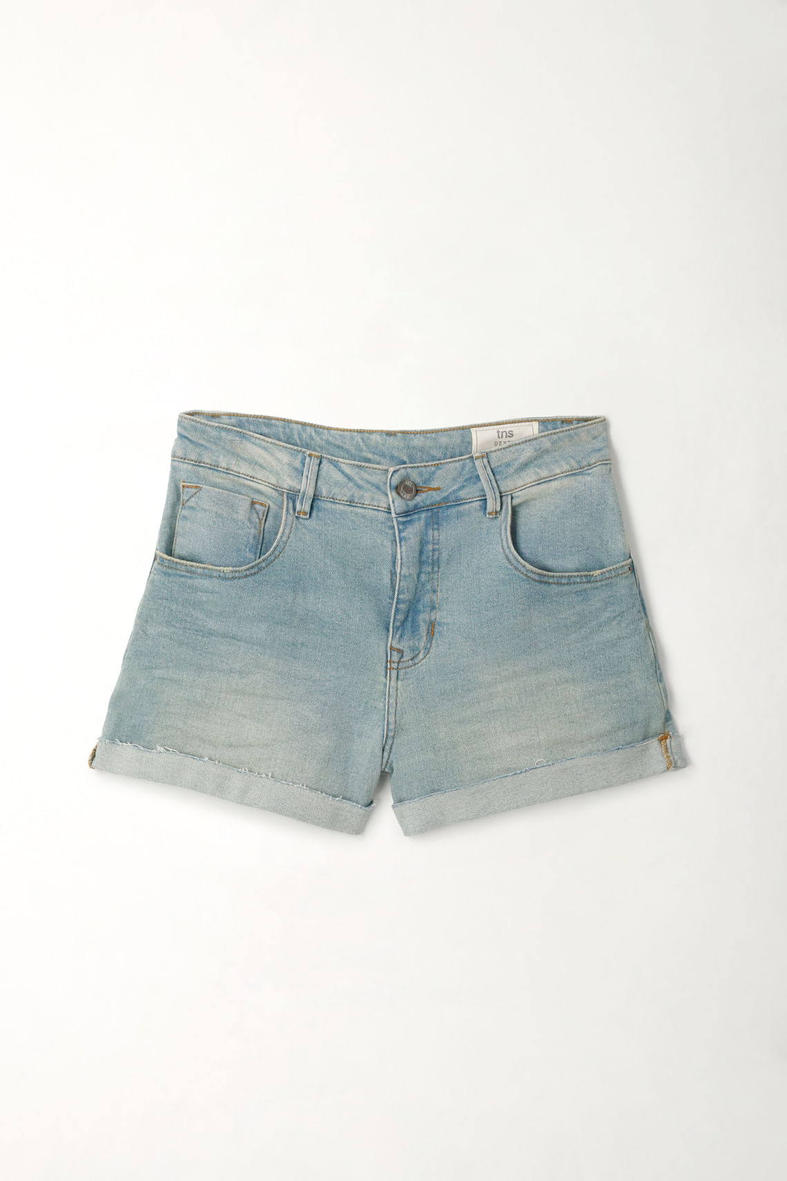 Bermuda azul tiro amplio para mujer