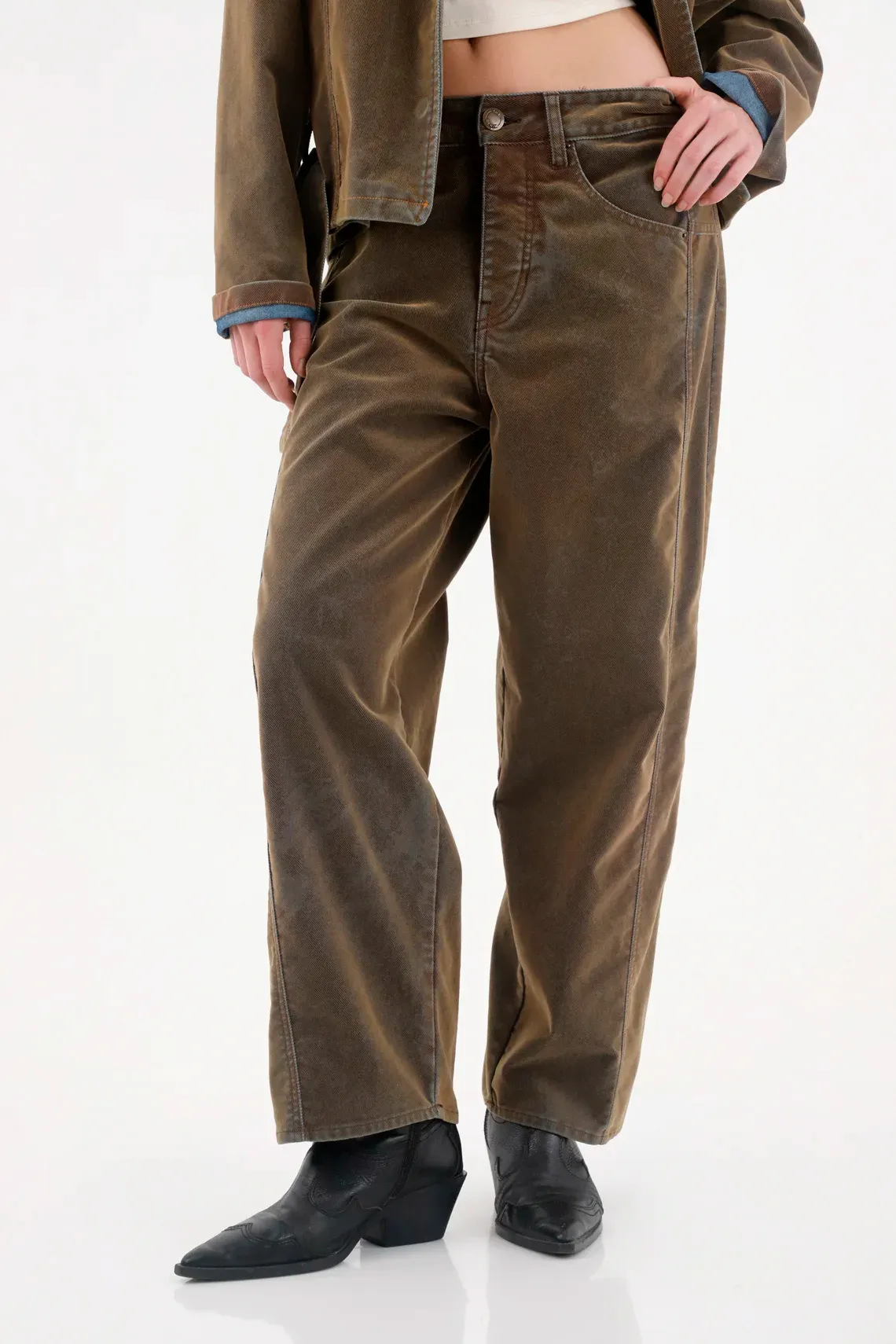 Jean Horseshoe en velvet café para mujer