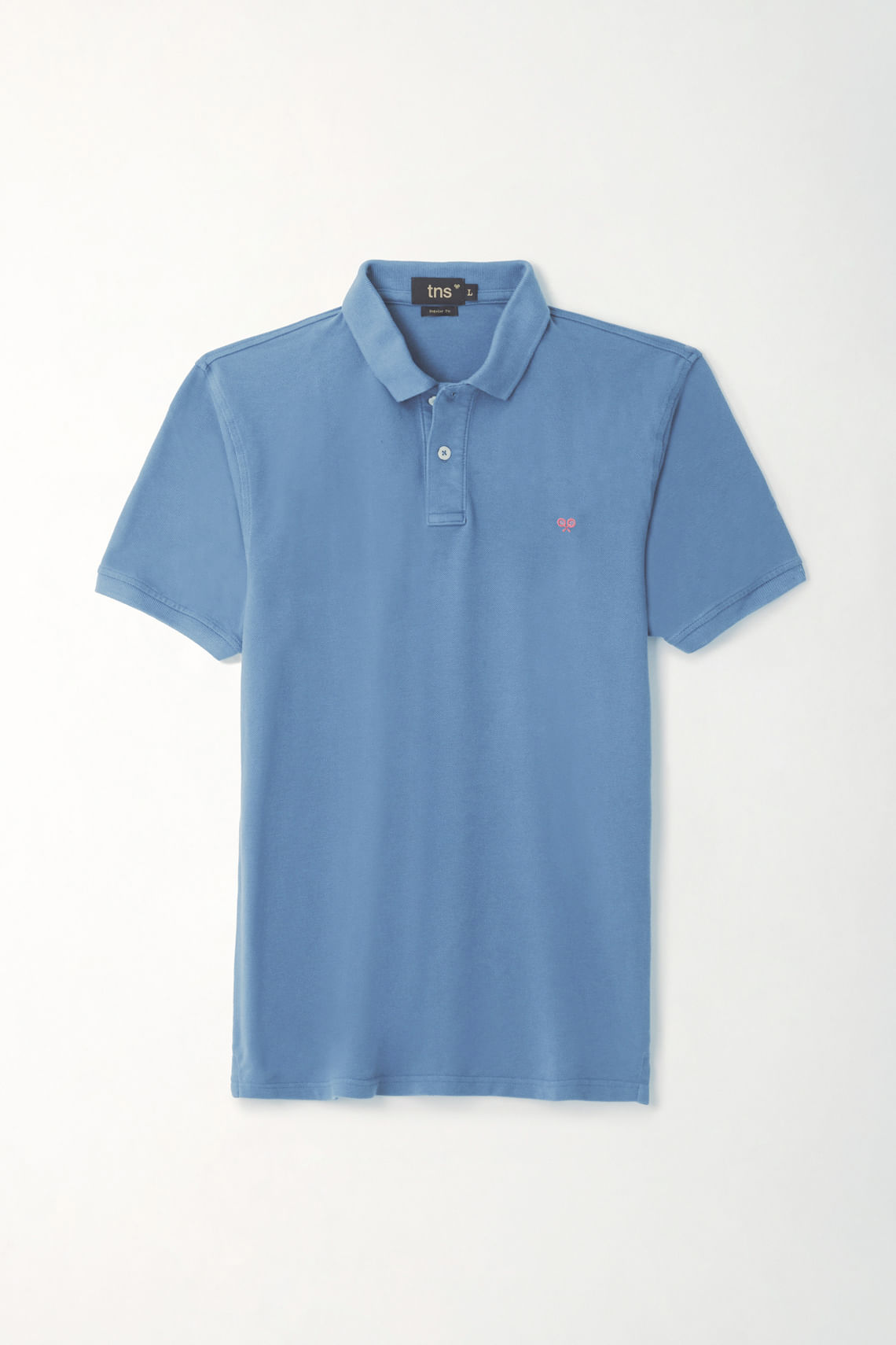 Polo azul con raqueta multicolor para hombre