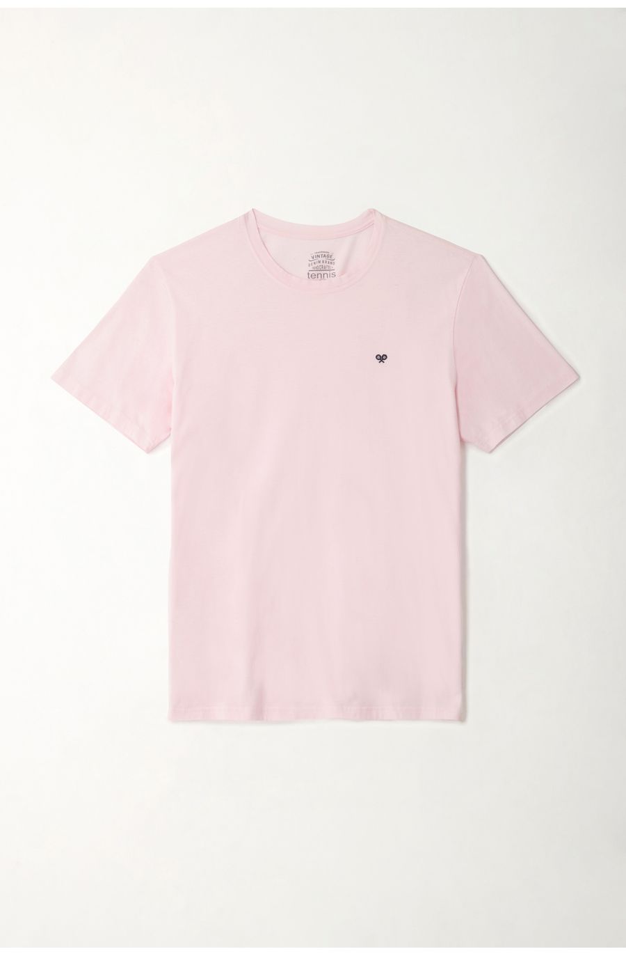 Camiseta rosada con mini raqueta bordada para hombre