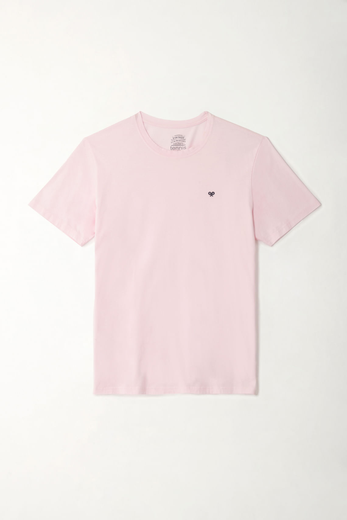 Camiseta rosada con mini raqueta bordada para hombre