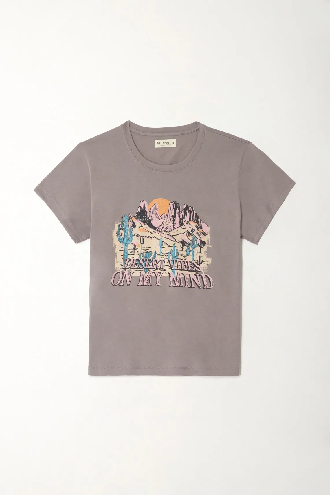 Camiseta estampada gris para mujer