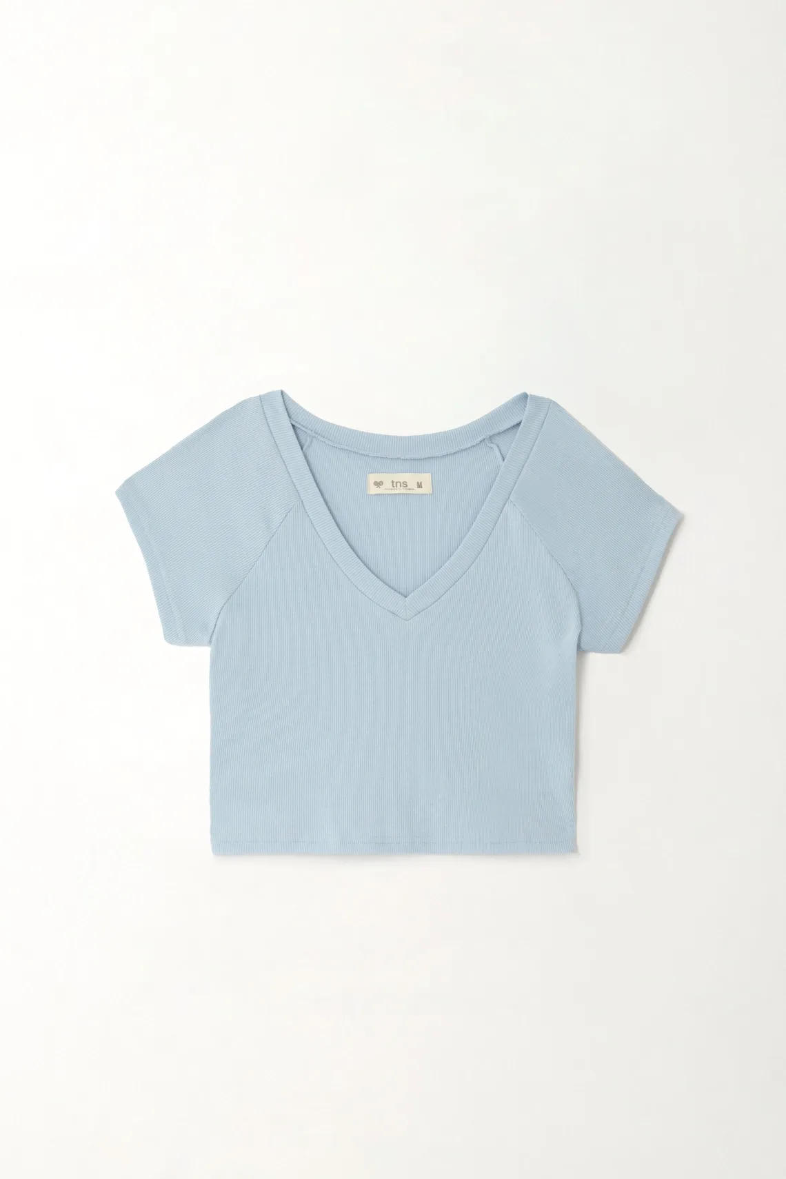 Camiseta tipo crop azul para mujer