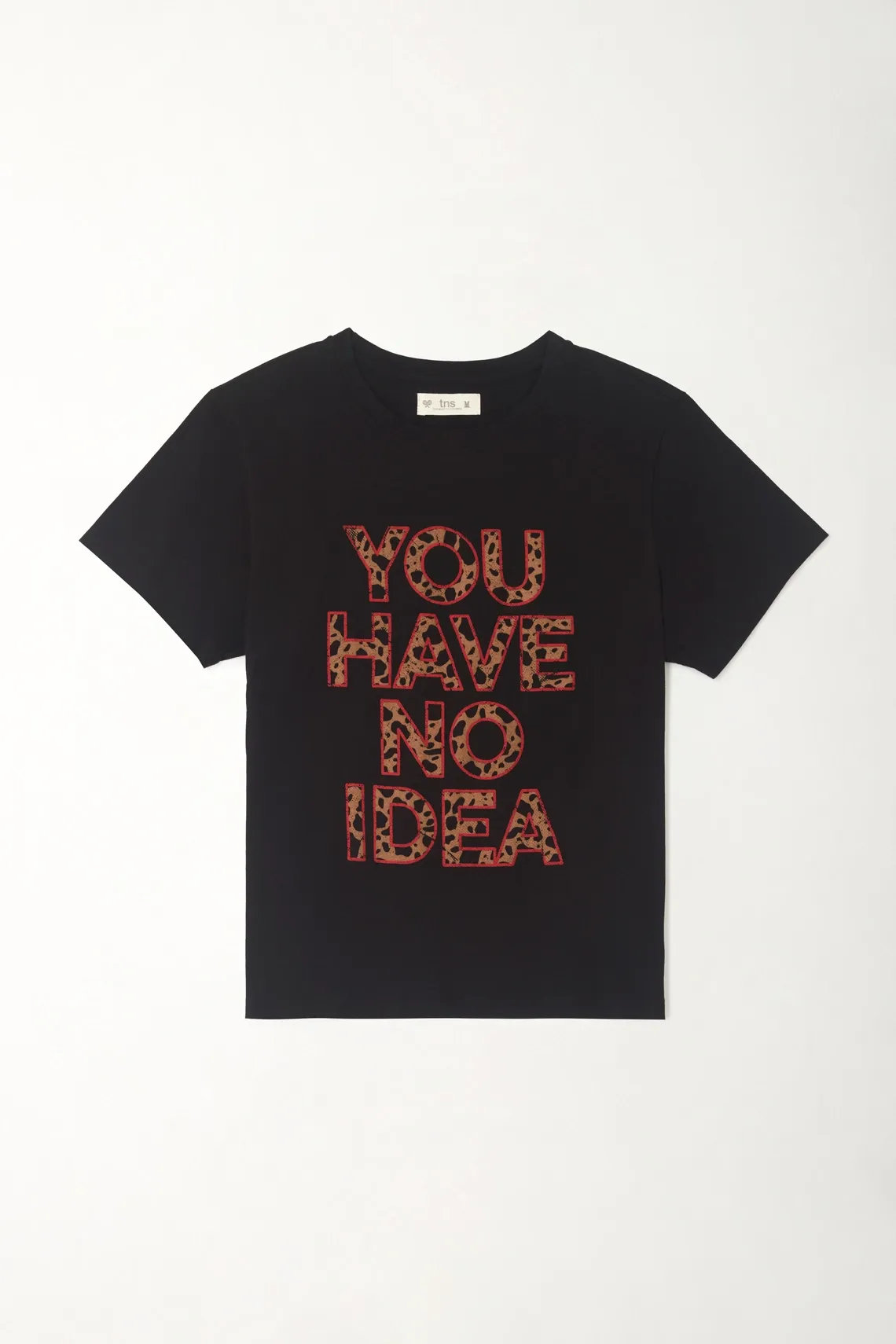 Camiseta básica estampada negra para mujer