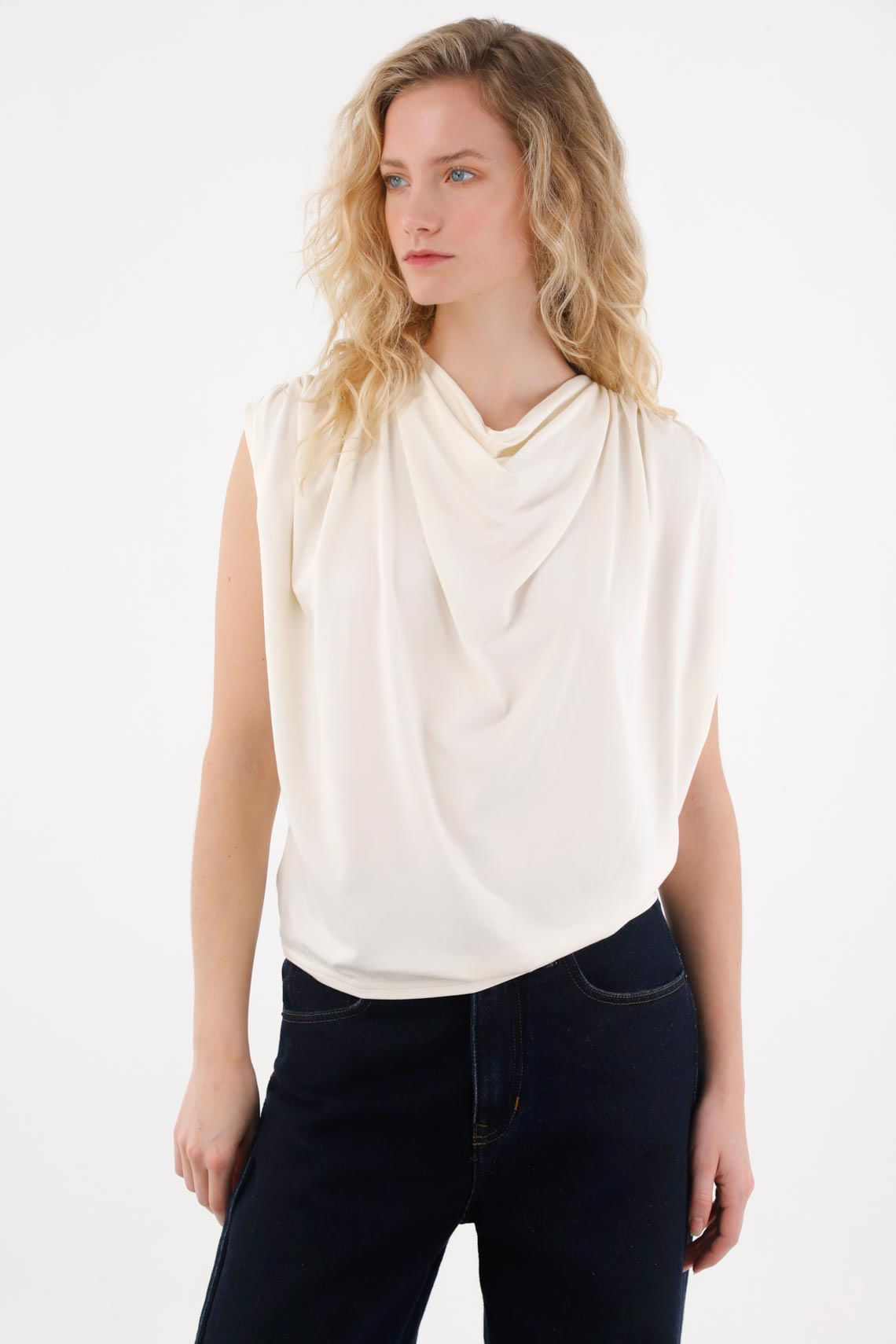 Camiseta con drappeado crudo para mujer