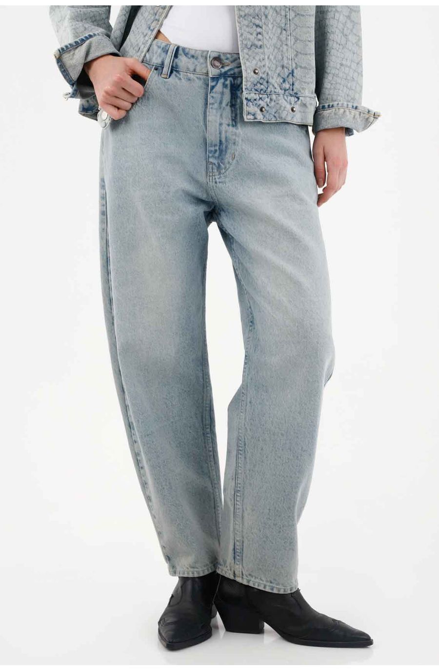 Jean Mom fit de tiro alto para mujer