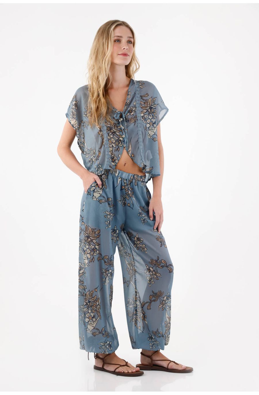 Pantalón con estampado floral para mujer