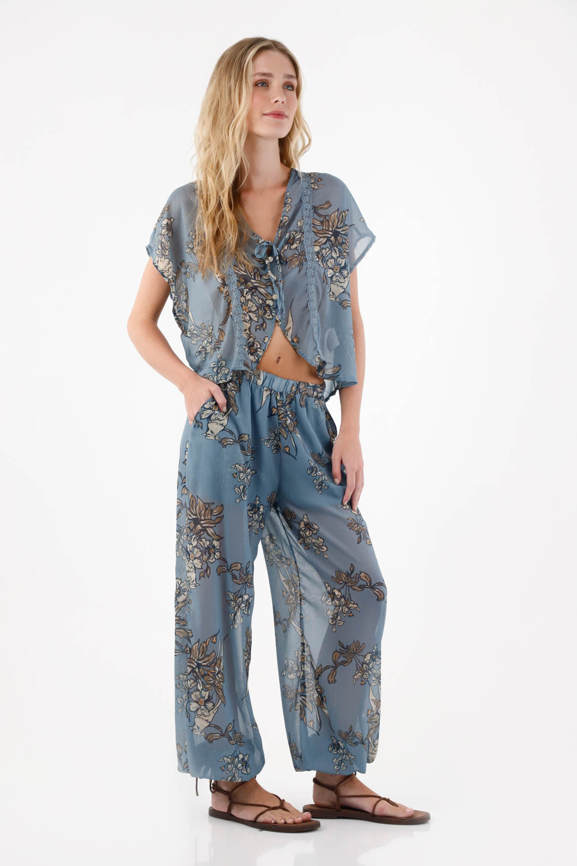 Pantalón con estampado floral para mujer