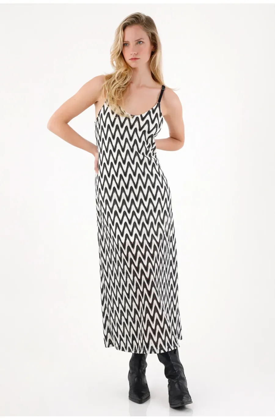 Vestido largo con detalles brillantes para mujer