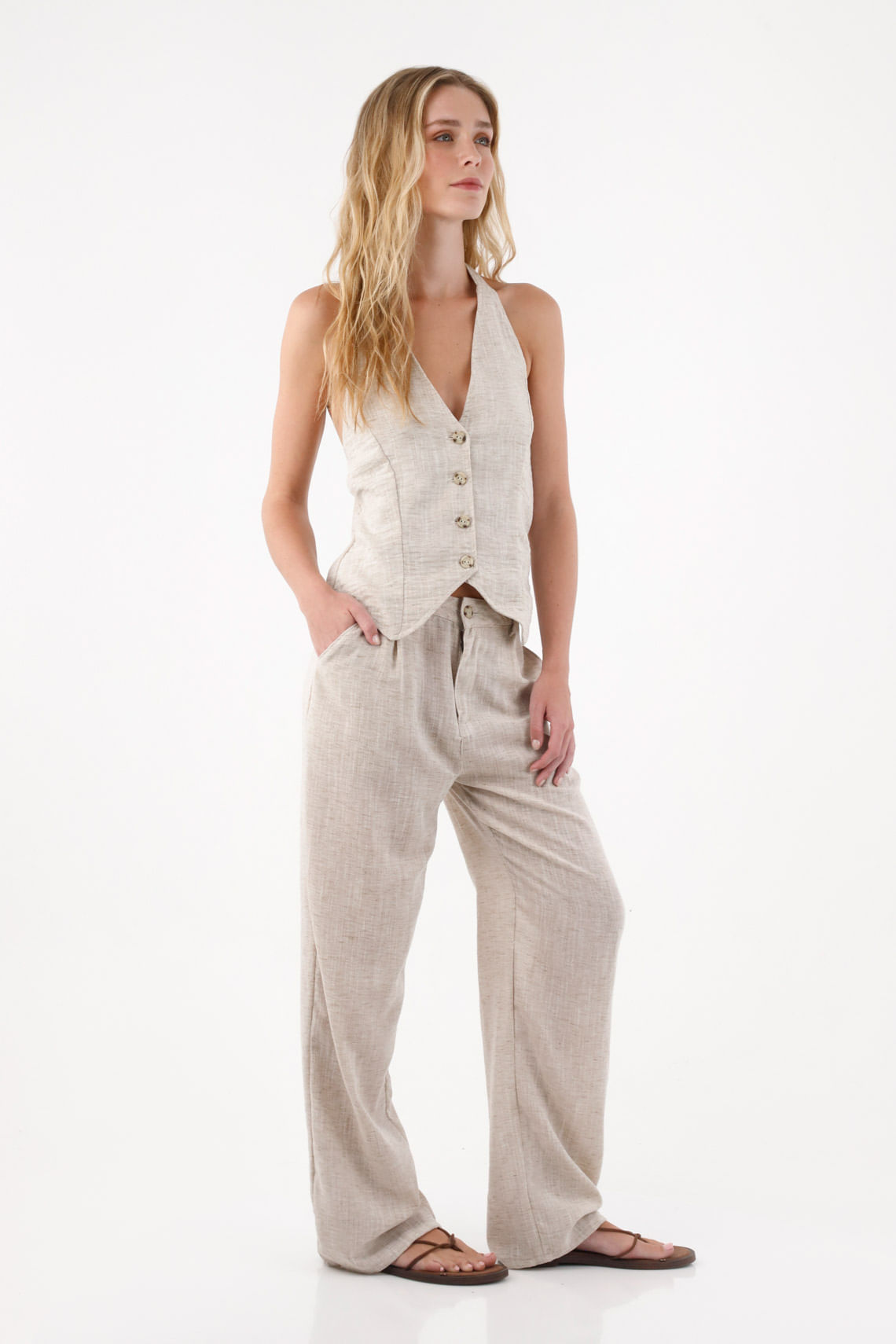 Pantalón con bolsillos gris para mujer