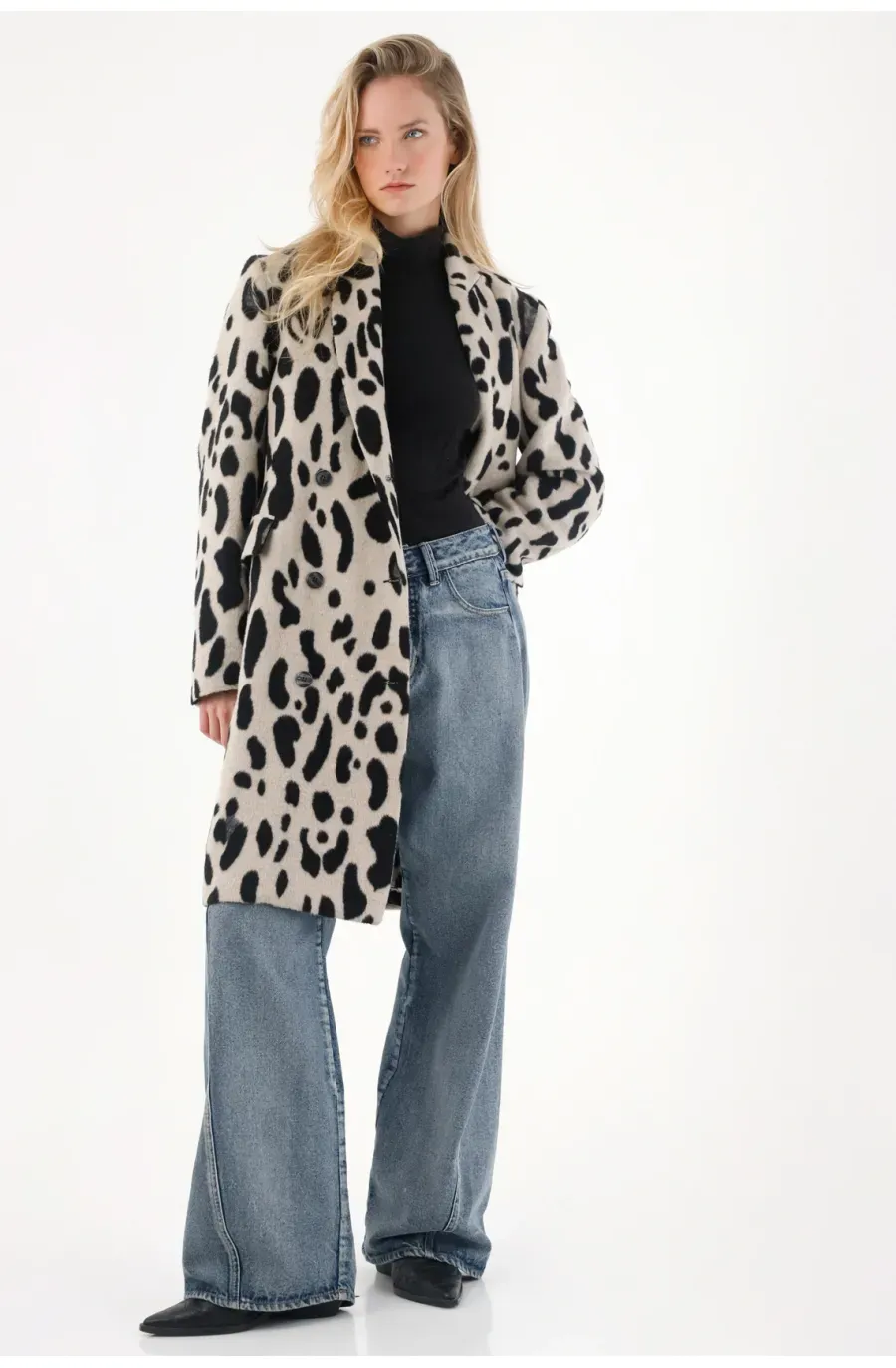 Abrigo tipo gaban estampado para mujer