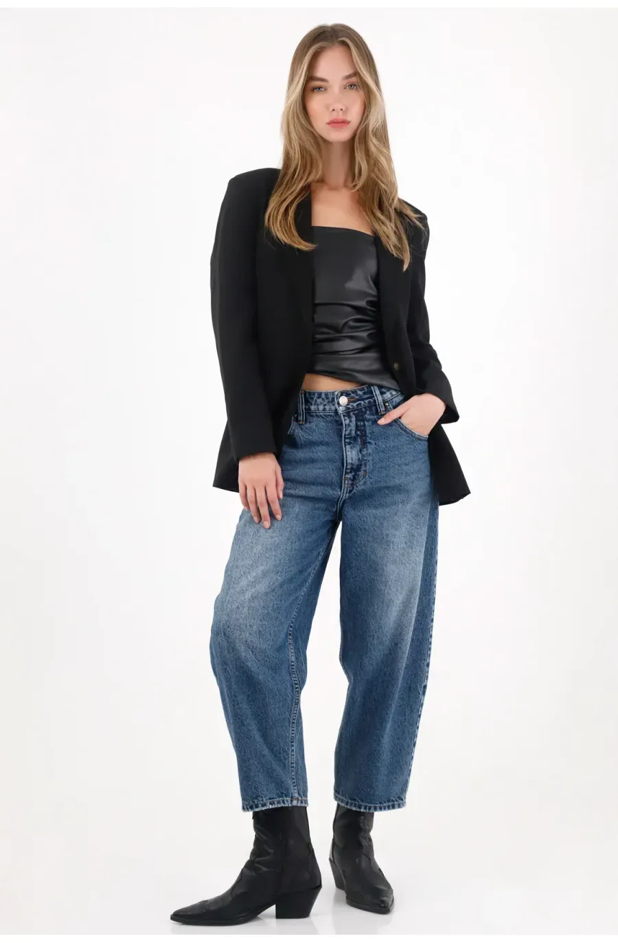 Abrigo tipo blazer oversize negro para mujer