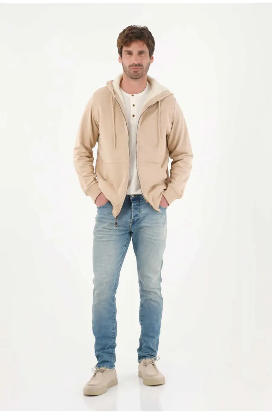 Buzo de textura suave crudo para hombre