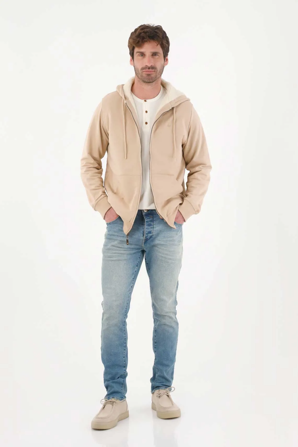 Buzo de textura suave crudo para hombre