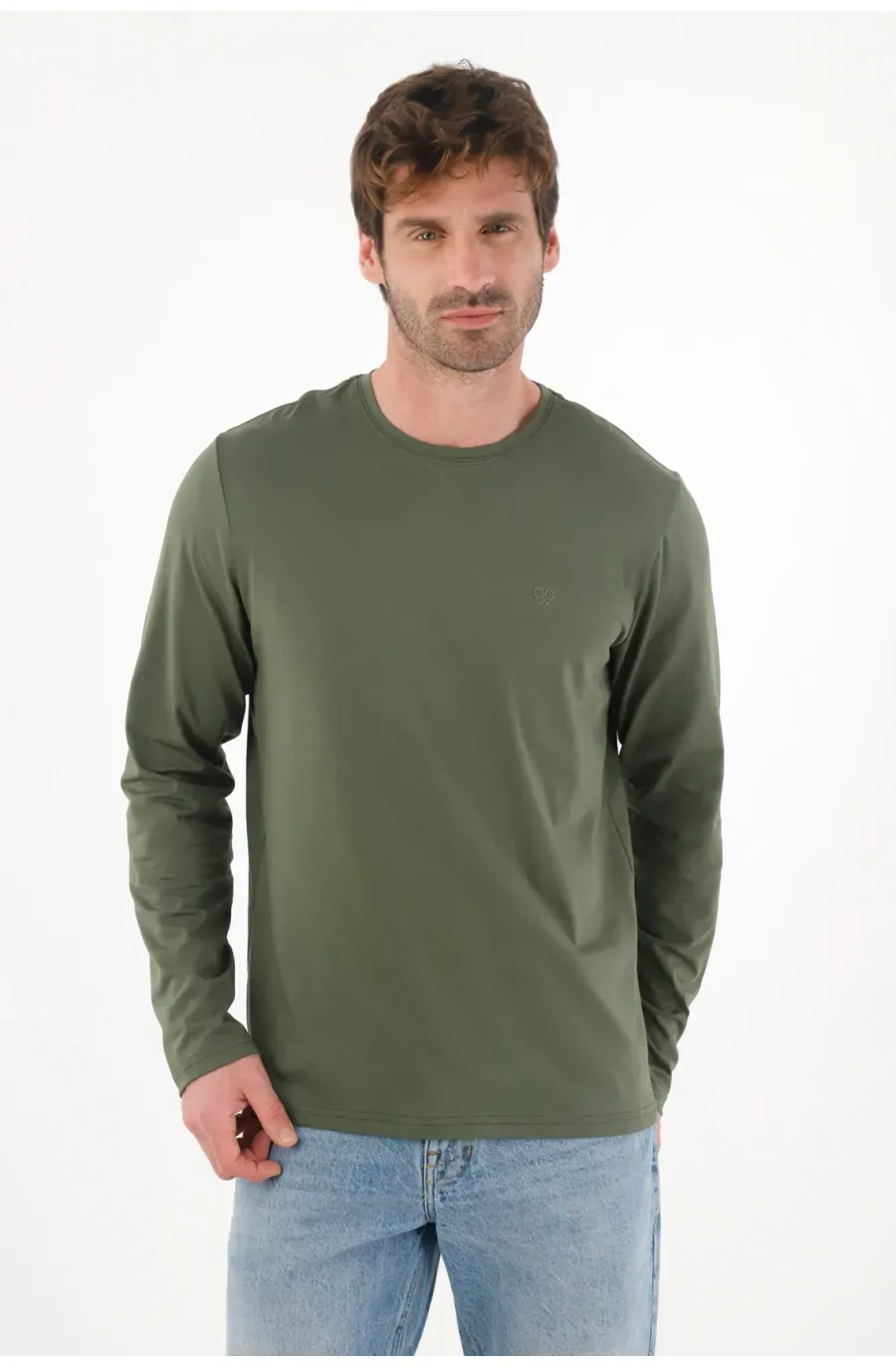 Camiseta manga larga verde para hombre