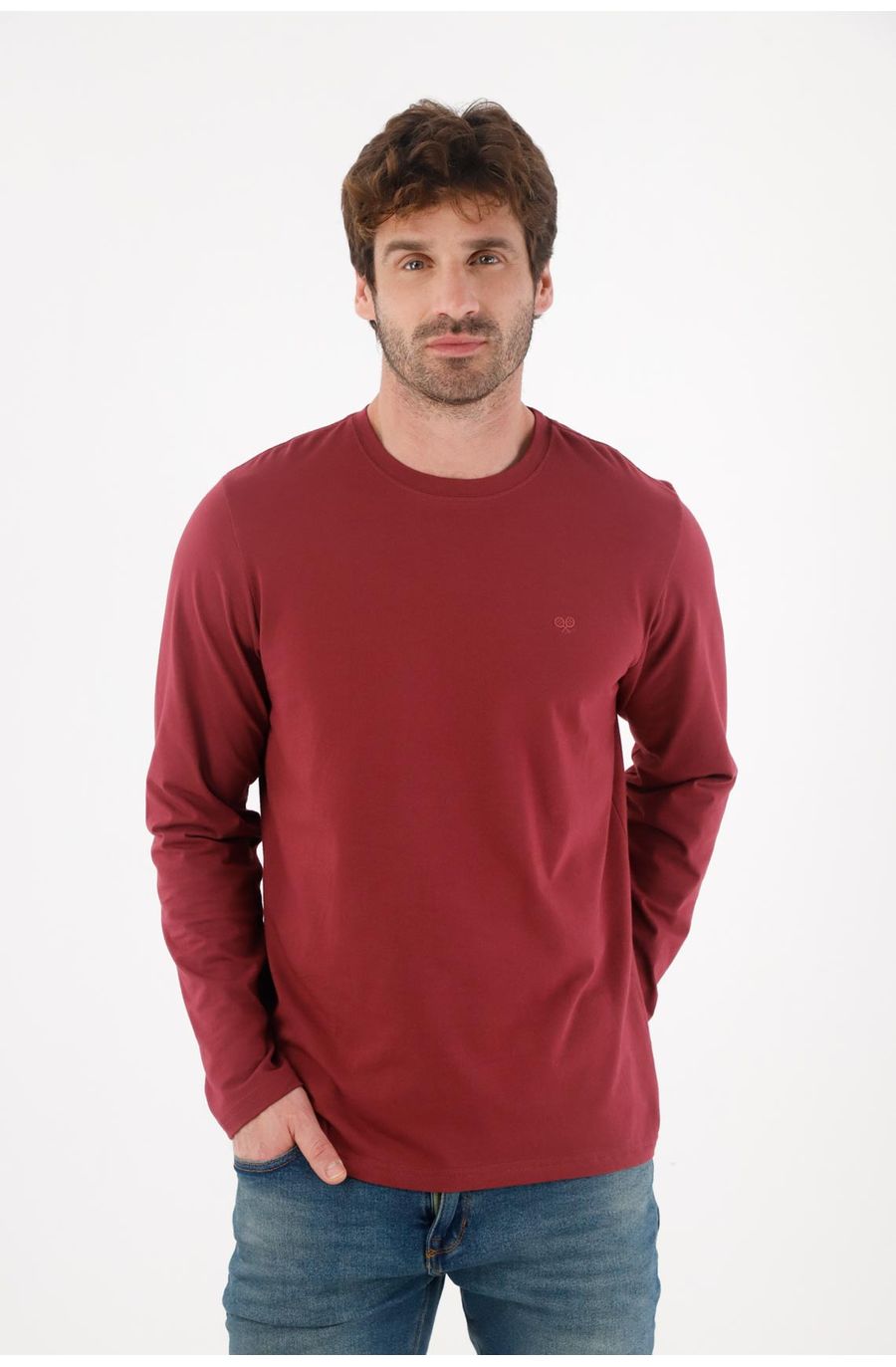Camiseta manga larga roja para hombre
