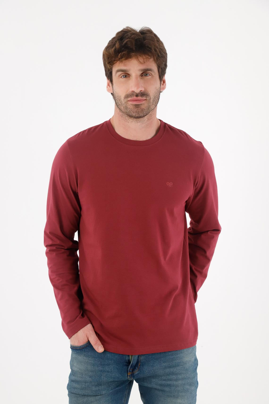 Camiseta manga larga roja para hombre