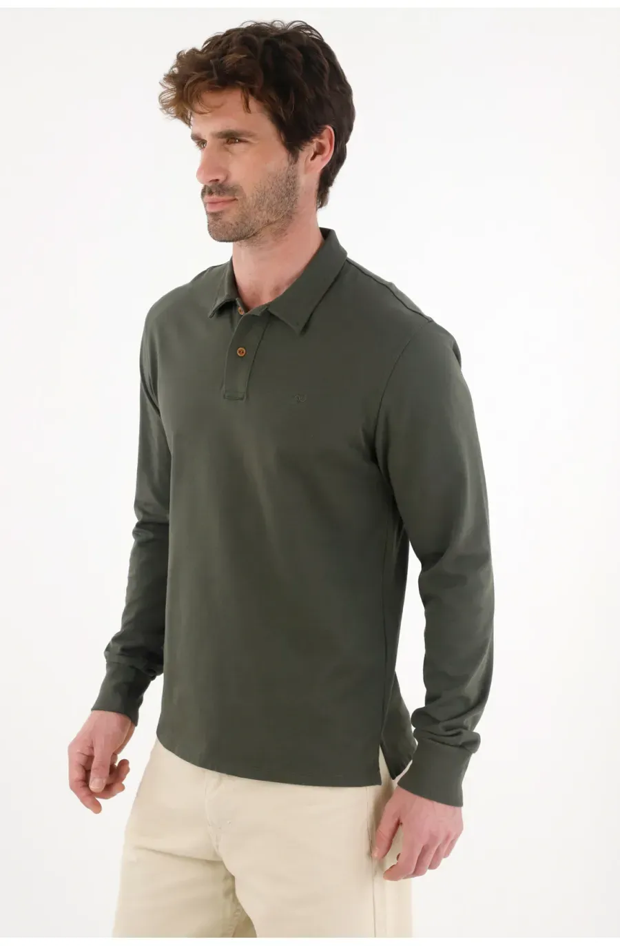 Camiseta manga larga verde para hombre