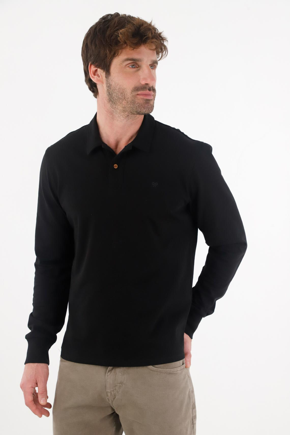 Camiseta manga larga negra para hombre