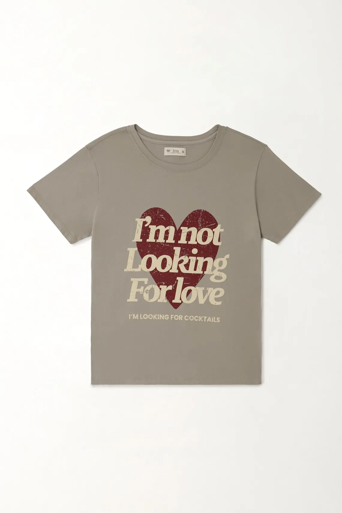 Camiseta básica estampada gris para mujer