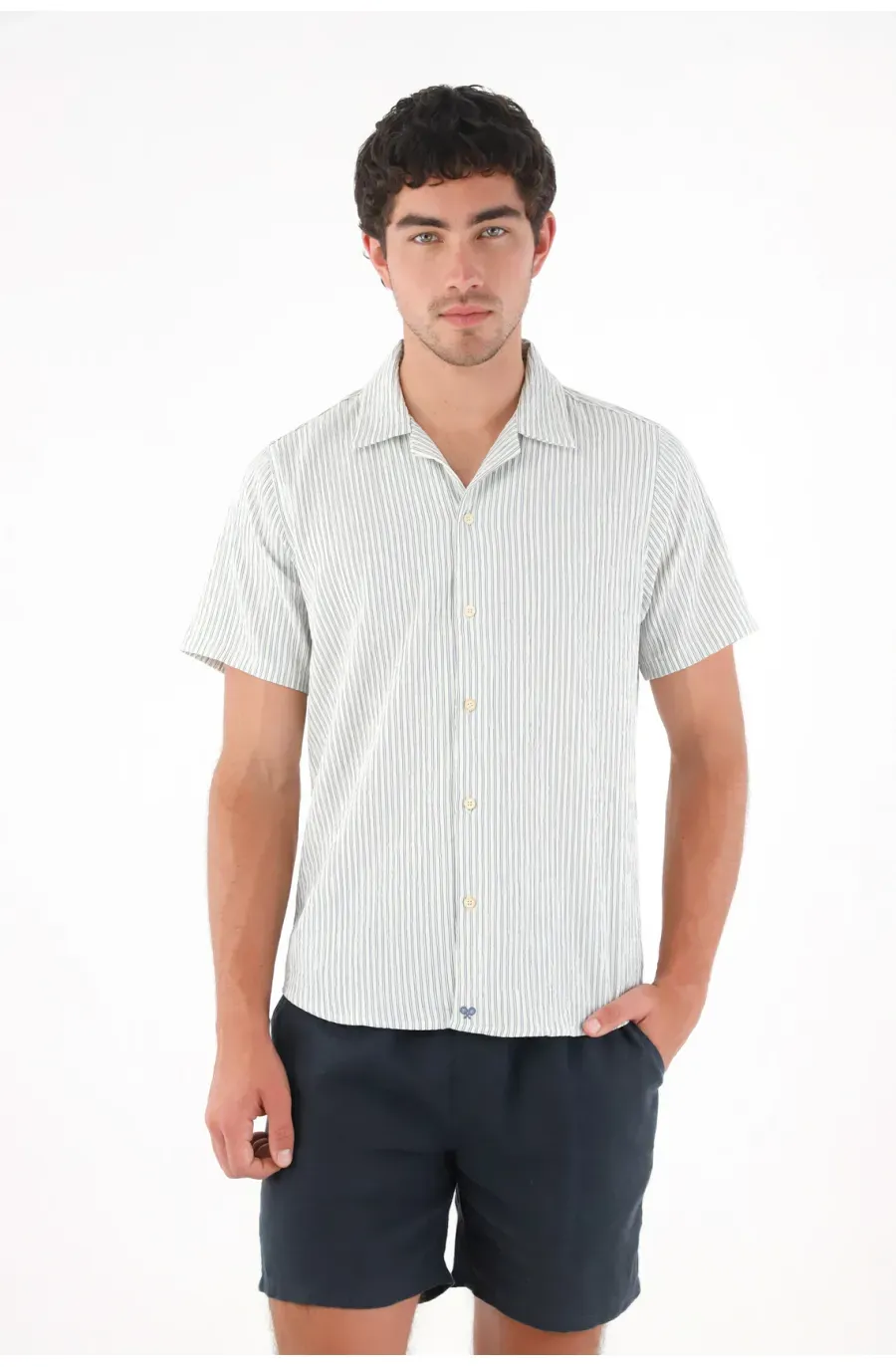 Camisa a rayas con raqueta para hombre