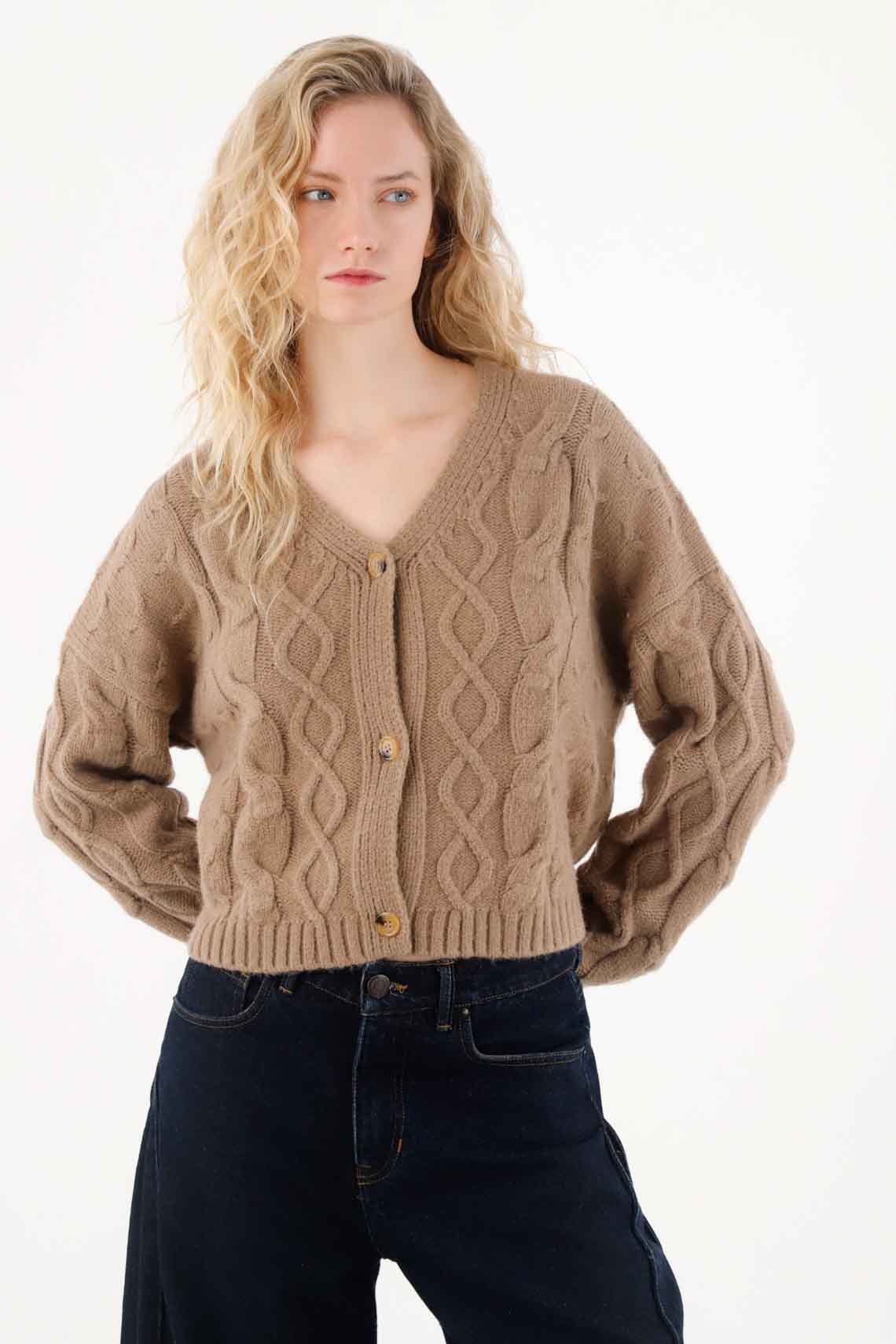 Buzo tejido con botones para mujer