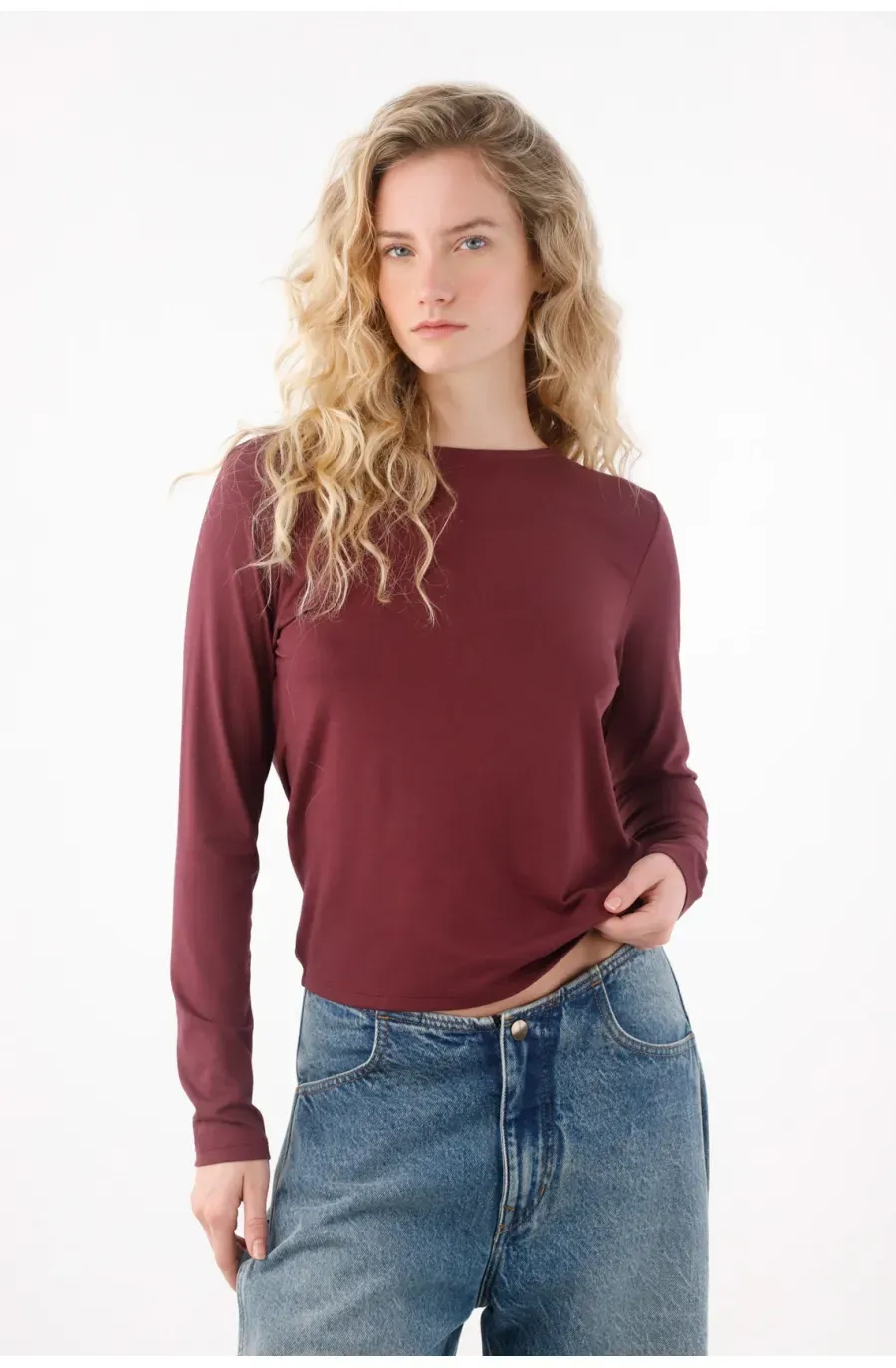 Camiseta con drappeado morada para mujer