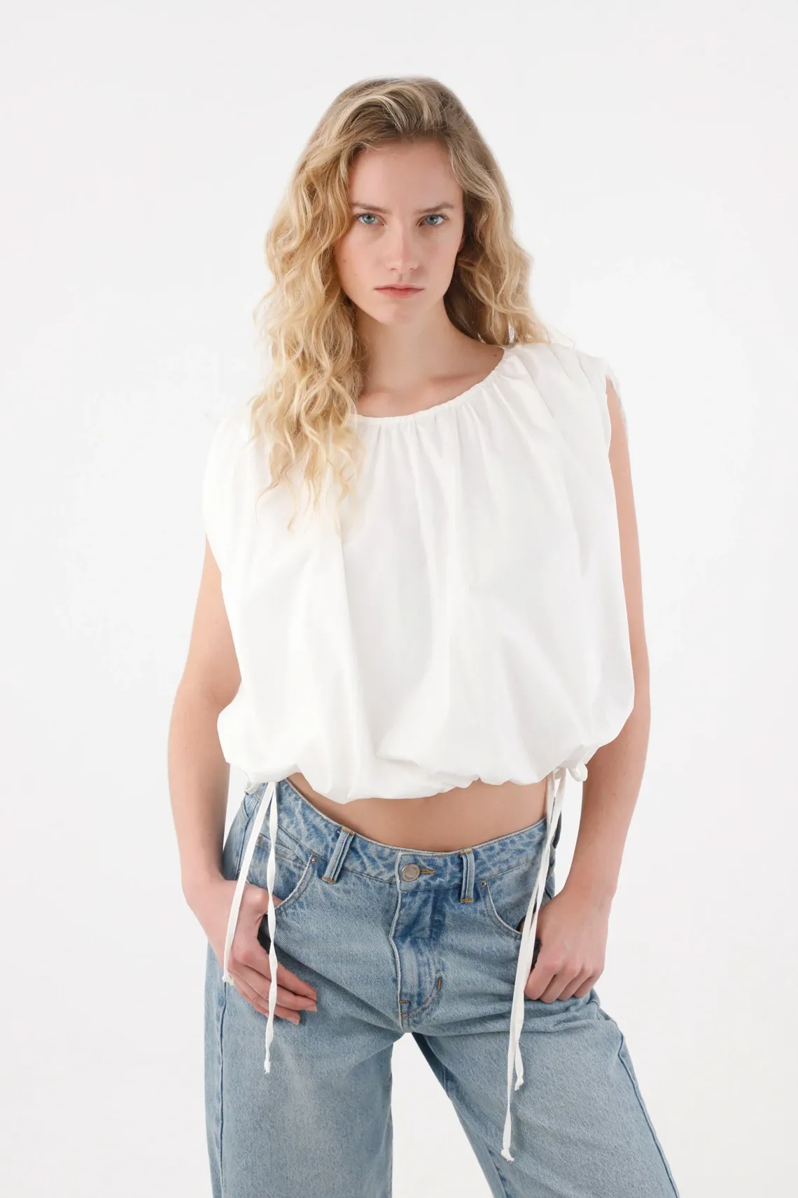 Camisa para anudar en costados crudo para mujer