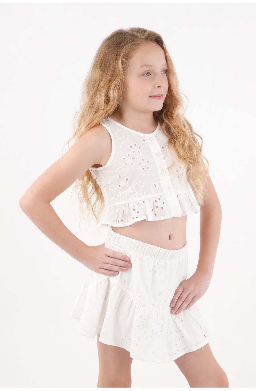 Falda con bolero crudo para niña
