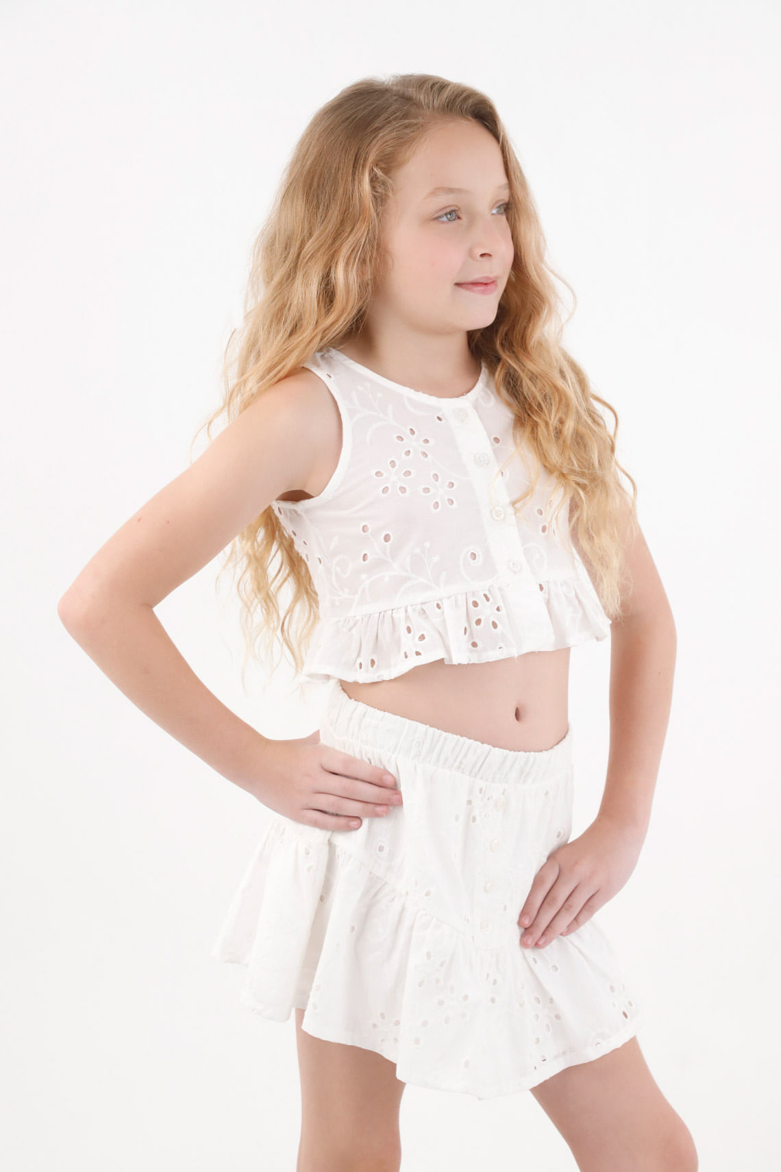 Falda con bolero crudo para niña