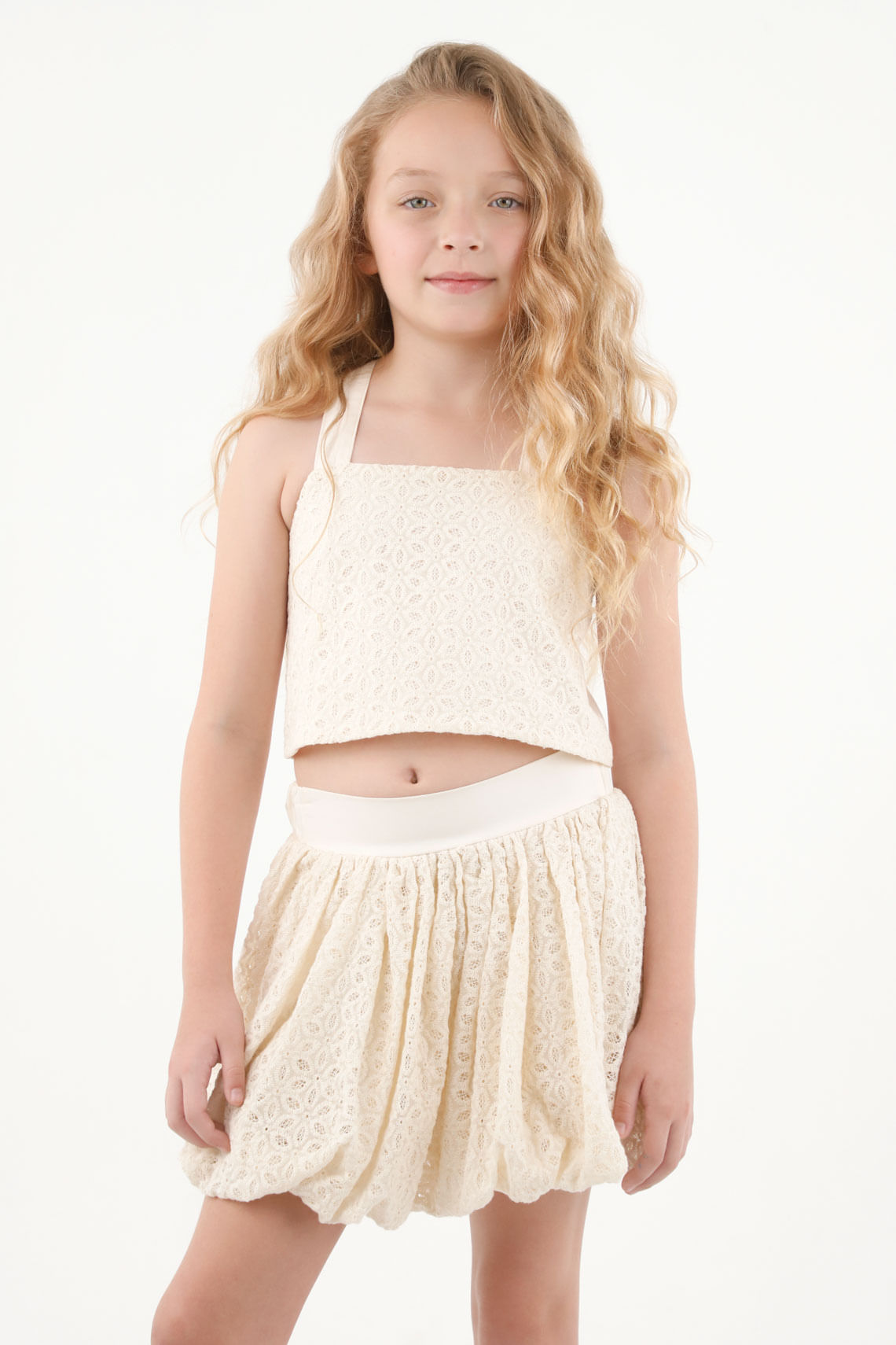 Camisa con bordado crudo para niña
