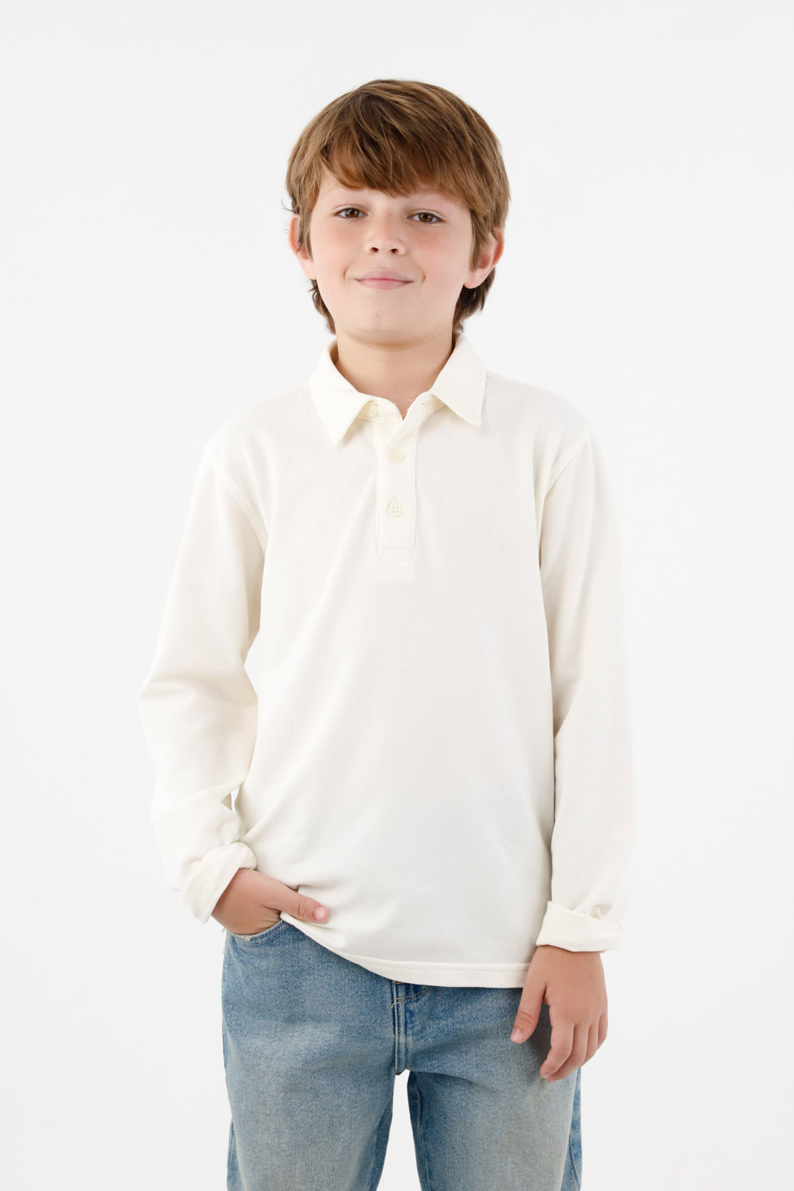 Polo manga larga crudo para niño