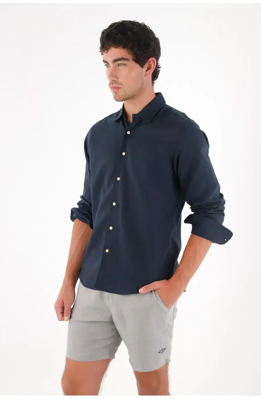 Bermuda en lino gris para hombre