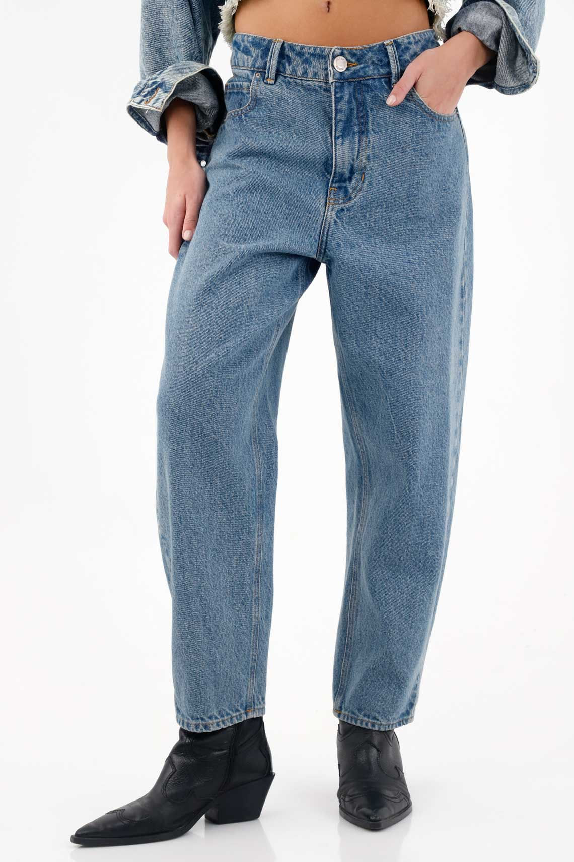 Jean Mom fit clásico azul para mujer