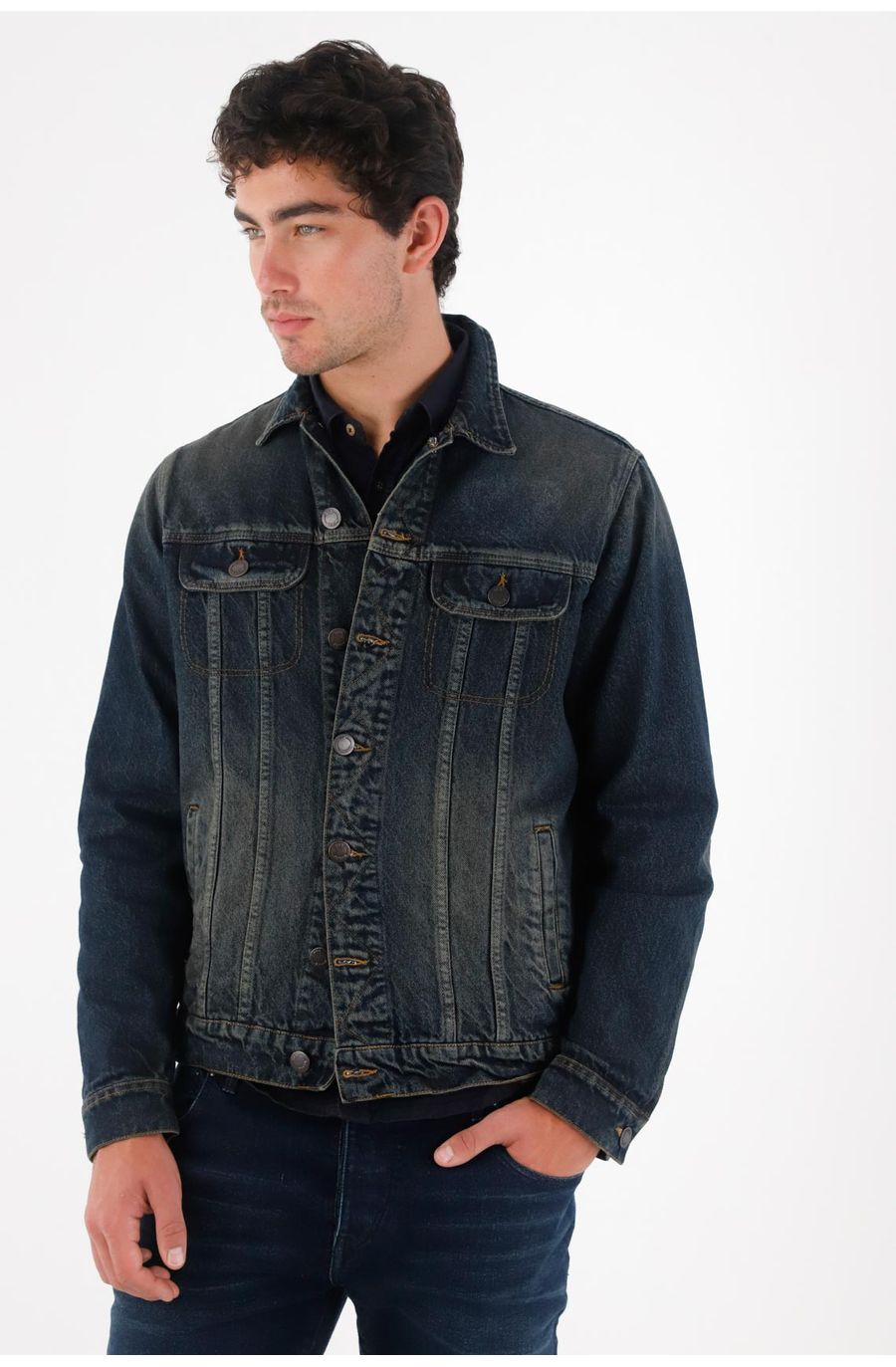 Chaqueta en denim estampada para hombre