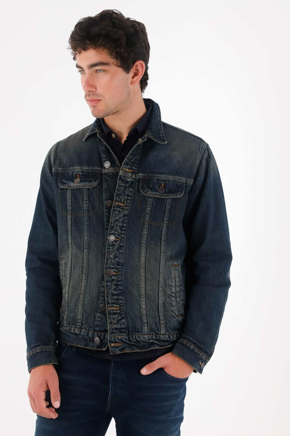 Chaqueta en denim estampada para hombre