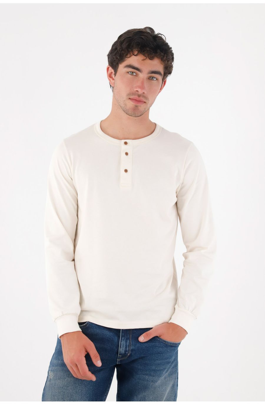 Camiseta de manga larga crudo para hombre