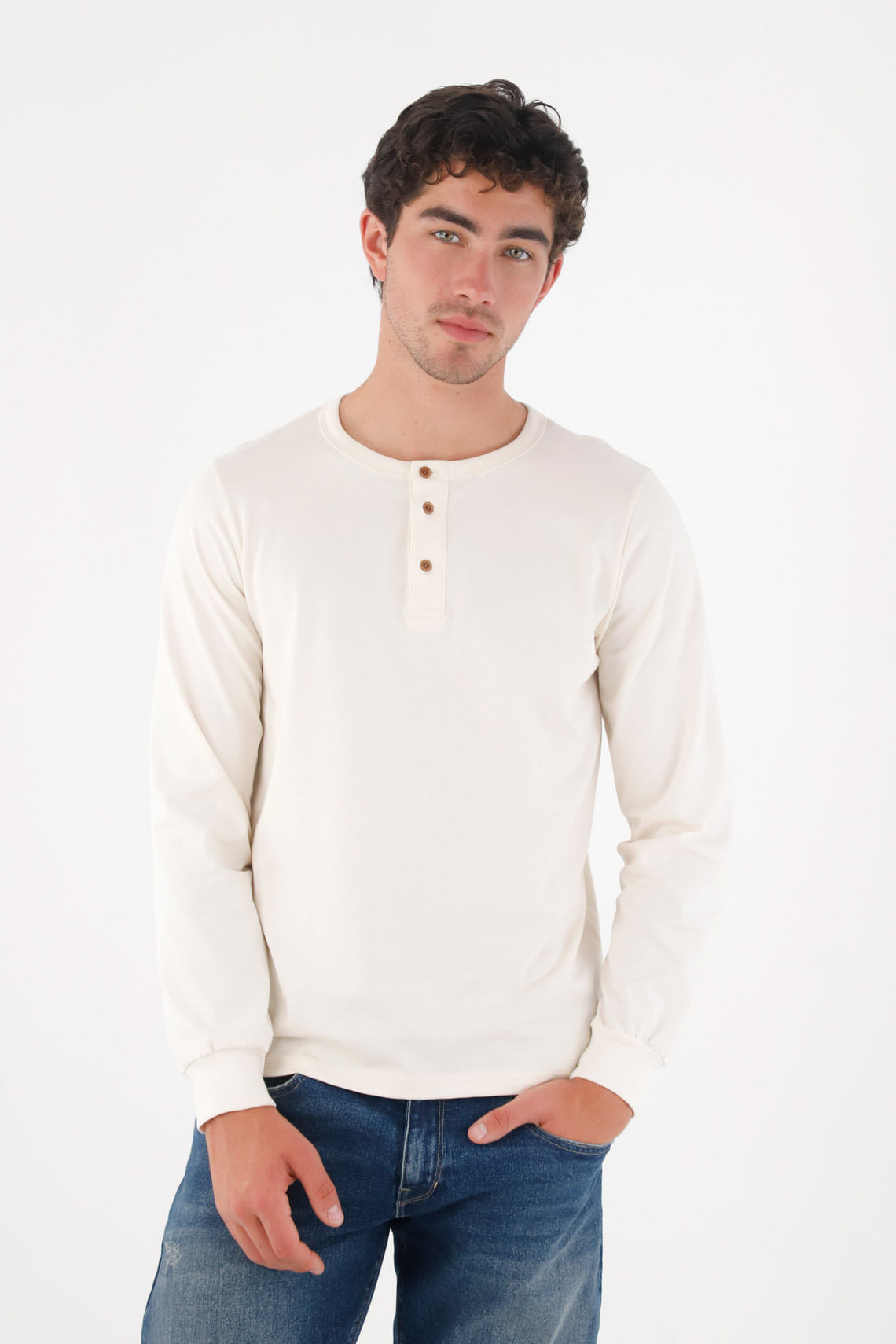 Camiseta de manga larga crudo para hombre