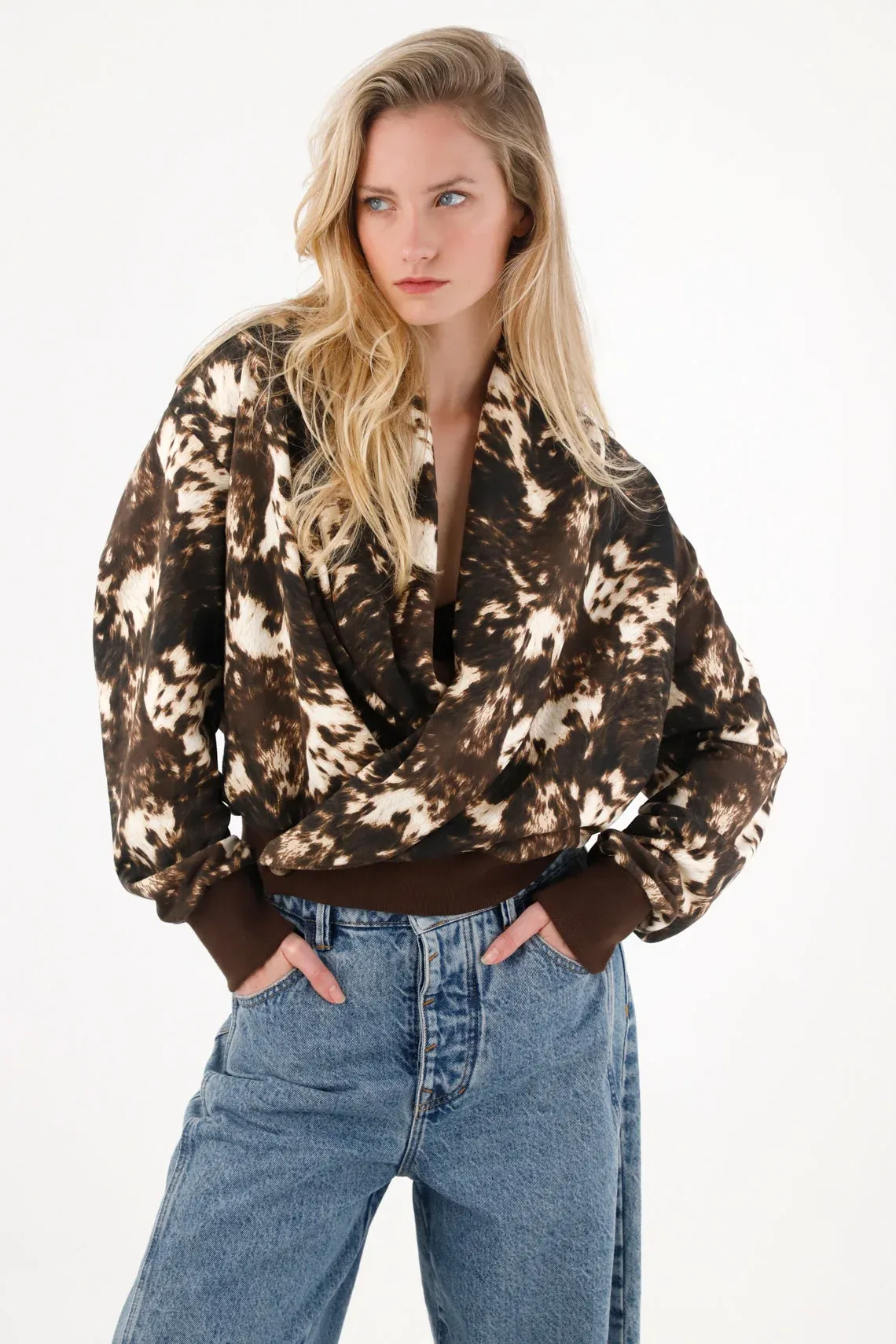 Buzo holgado estampado para mujer