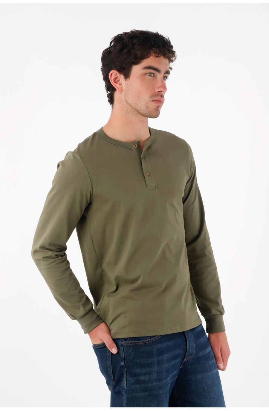 Camiseta de manga larga verde para hombre