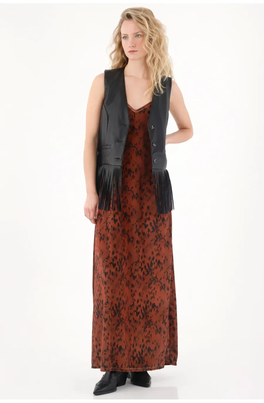 Vestido largo de animal print para mujer