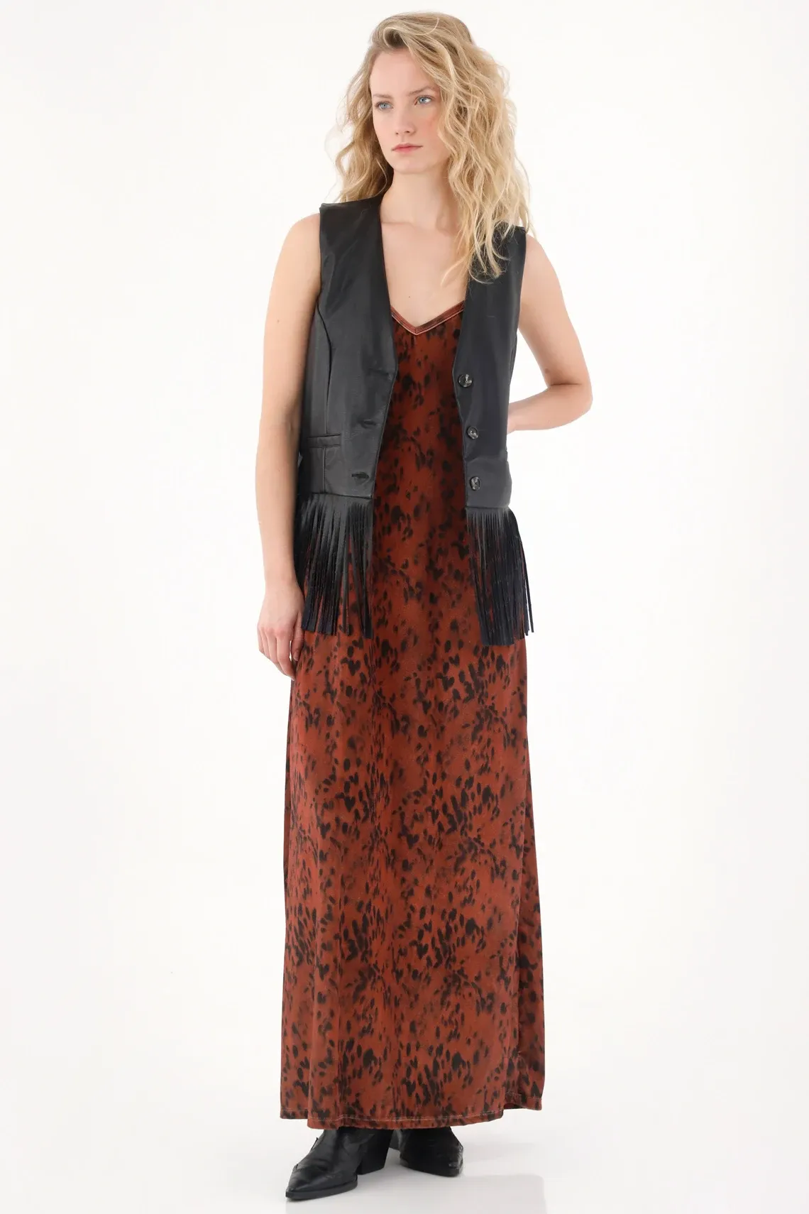 Vestido largo de animal print para mujer