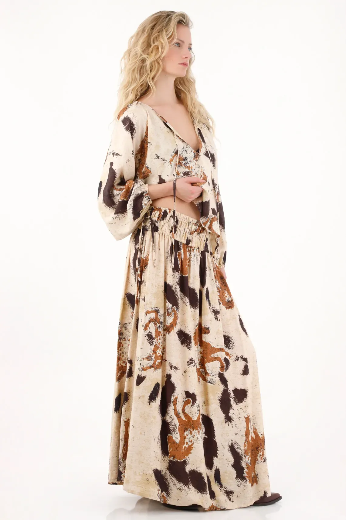 Falda larga estampada para mujer