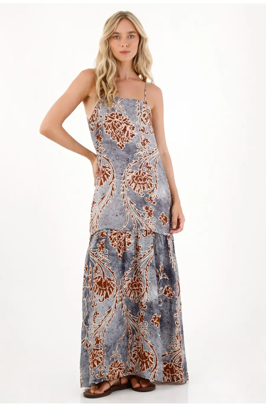 Vestido largo estampado para mujer