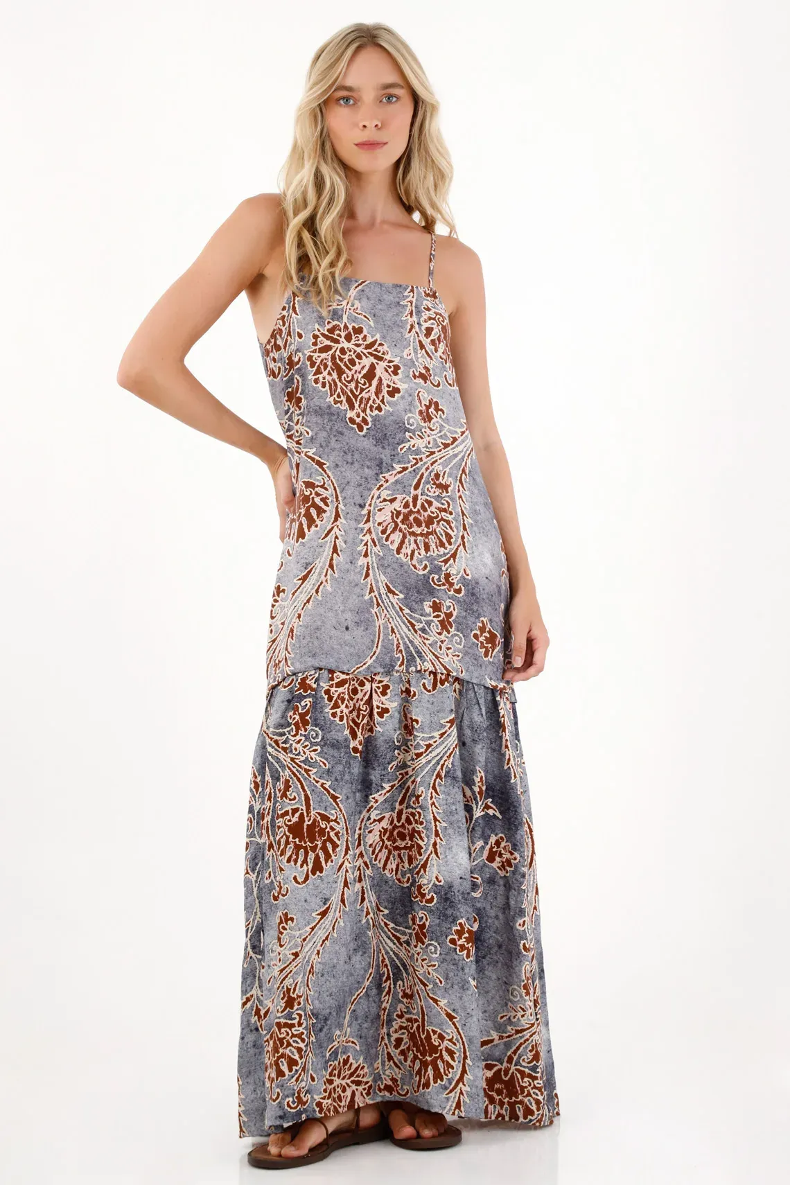 Vestido largo estampado para mujer
