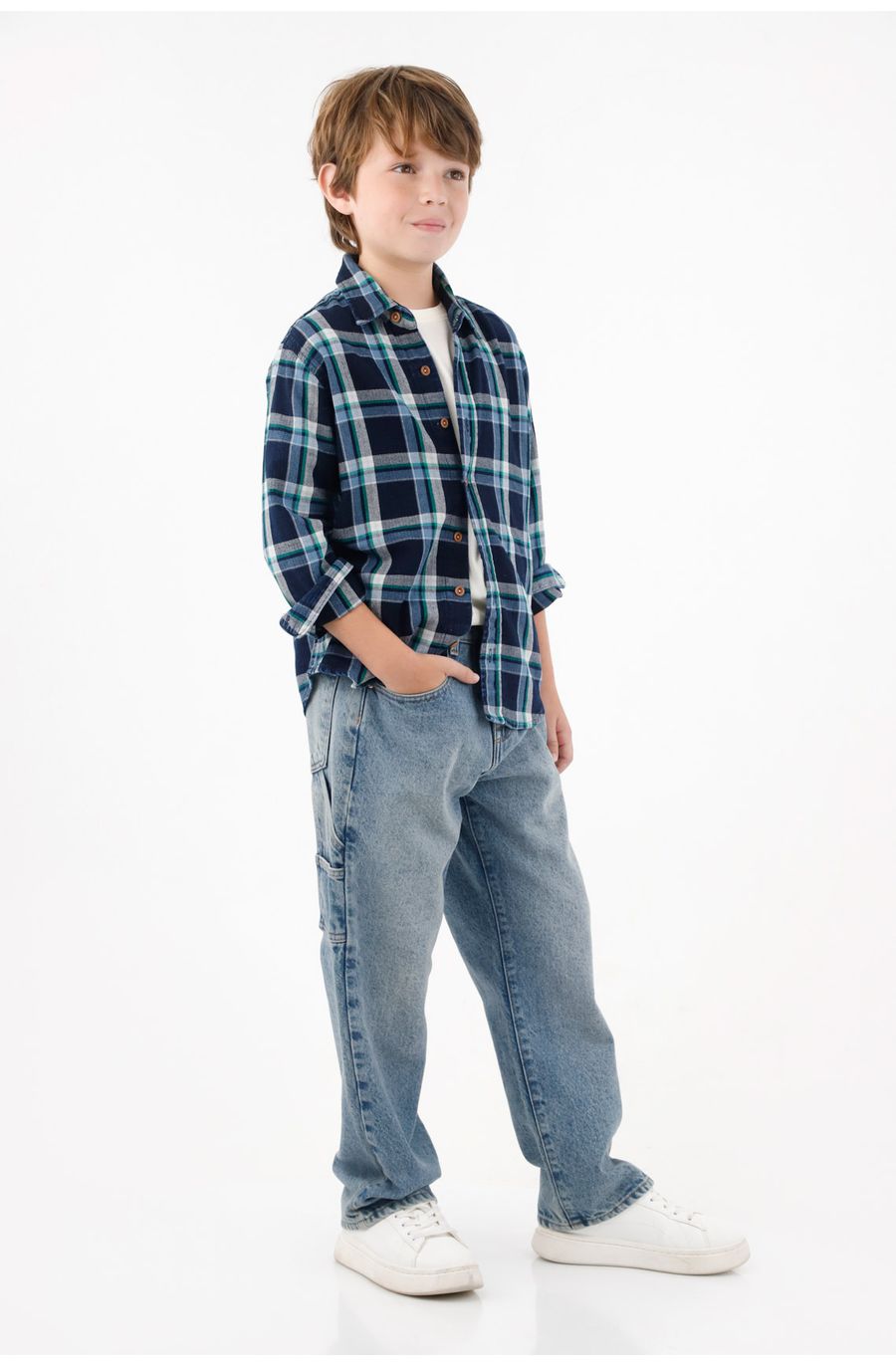 Pantalón tipo Cargo azul para niño
