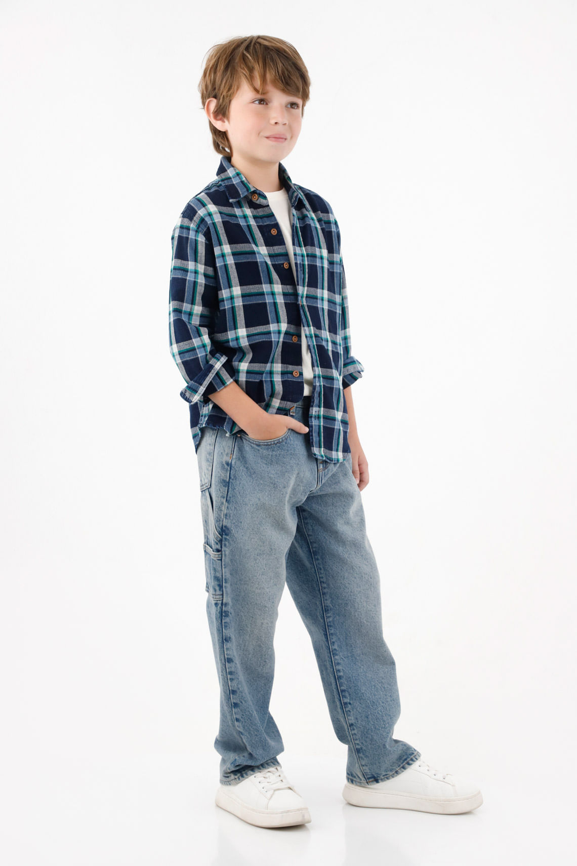Pantalón tipo Cargo azul para niño