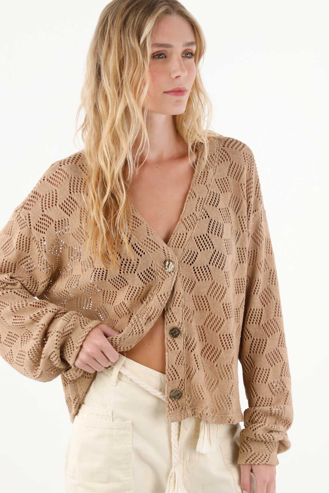 Buzo manga larga con botones para mujer