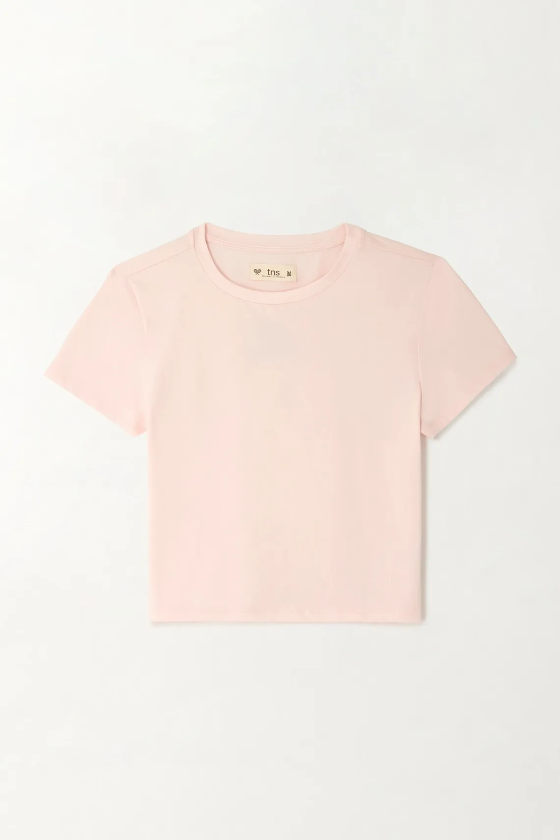 Camiseta crop ajustada rosada para mujer